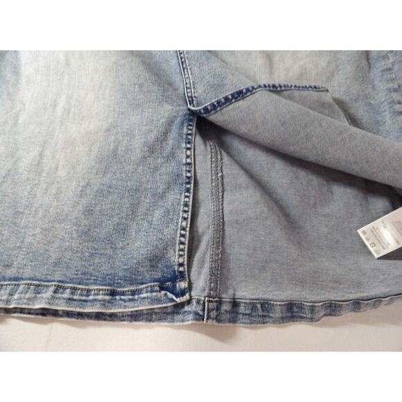 Wash Lab WL Jean Denim Skirt Size 34 Straight Star Blue Knee Slit Modest Light - Picture 8 of 15